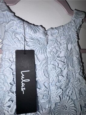 Lulu's Light Blue Floral Lace Mini Dress